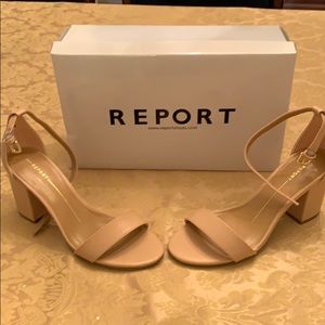 Nude color block heel dress sandals